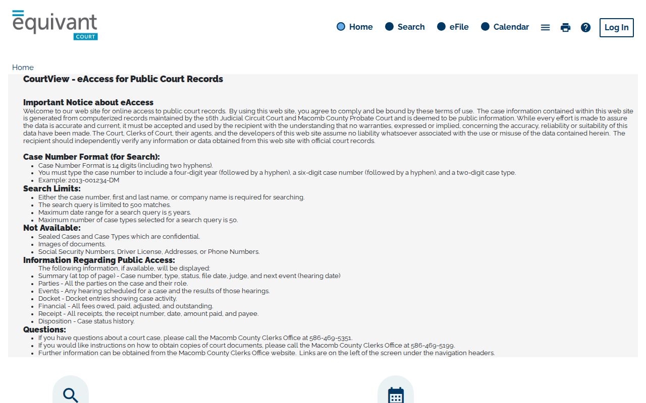 Roseville resident lookup using the Macomb CourtView public access page