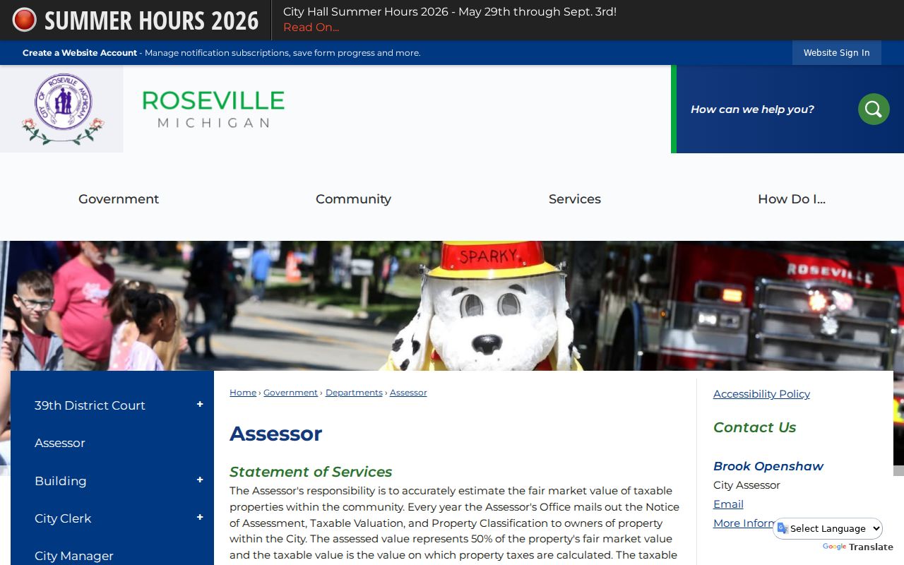 Roseville residents directory assessor property records page